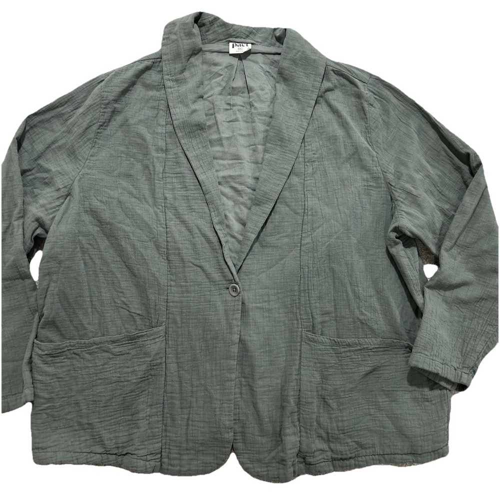 Pact Women's XXL Coastal Double Gauze Blazer Sage Green Jacket